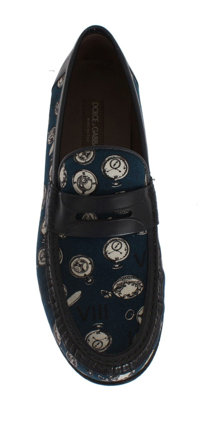 Blue Watches Canvas Leather Loafers
