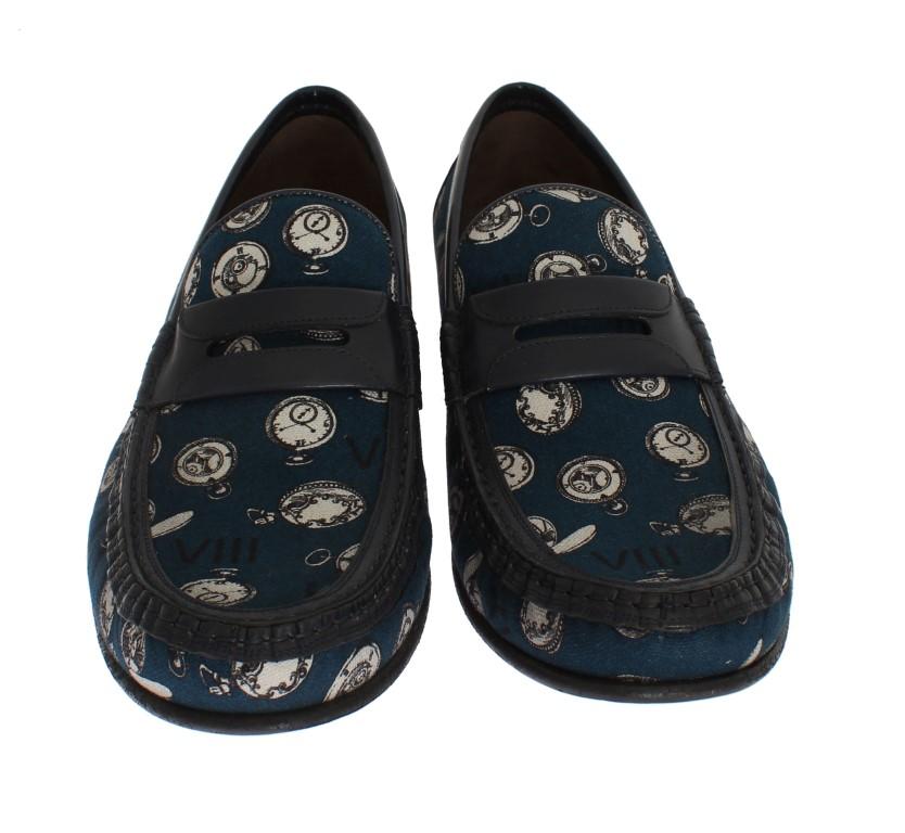 Blue Watches Canvas Leather Loafers