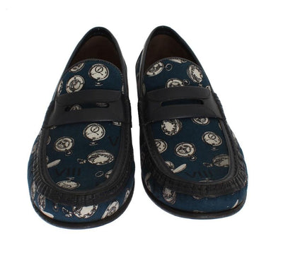 Blue Watches Canvas Leather Loafers