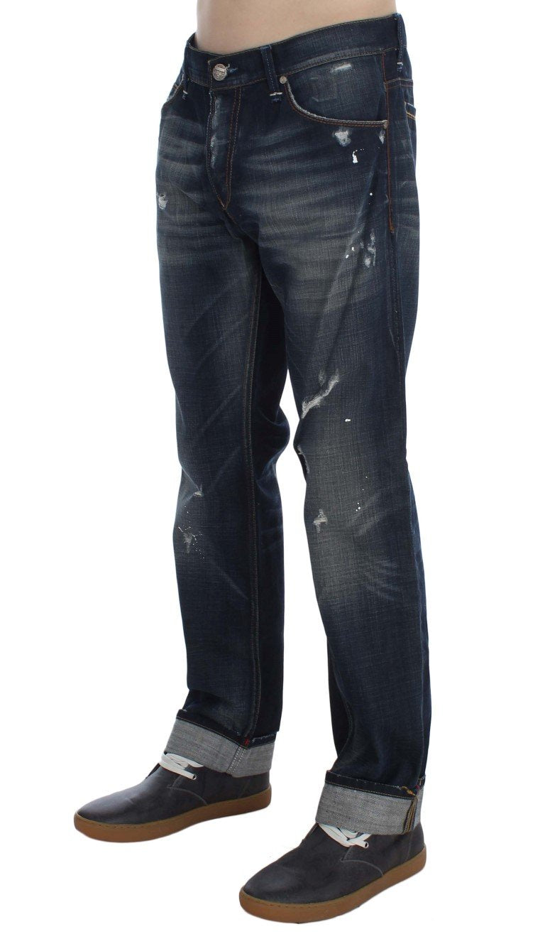 Blue Wash Cotton Denim Regular Fit Jeans