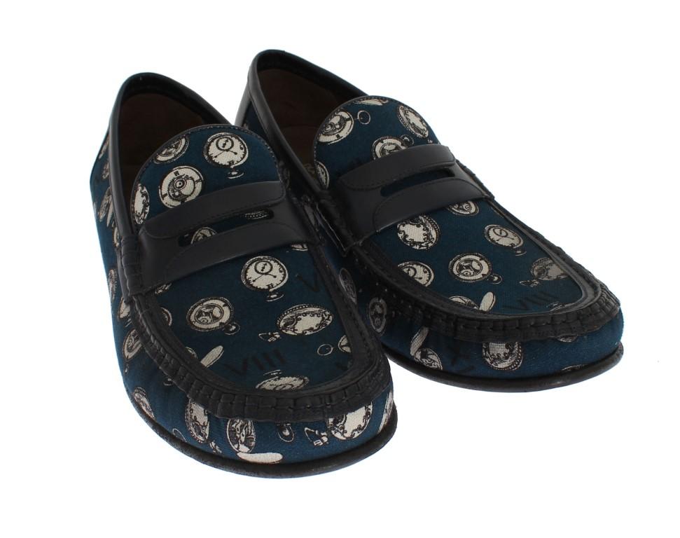 Blue Watches Canvas Leather Loafers