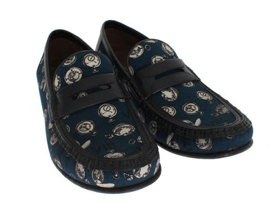 Blue Watches Canvas Leather Loafers