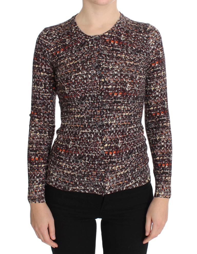 Brown Wool Crewneck Top Cardigan Sweater