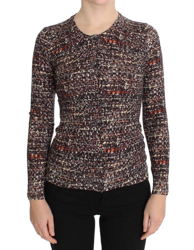 Brown Wool Crewneck Top Cardigan Sweater