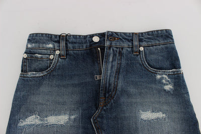 Blue Cotton Denim Mini Skirt