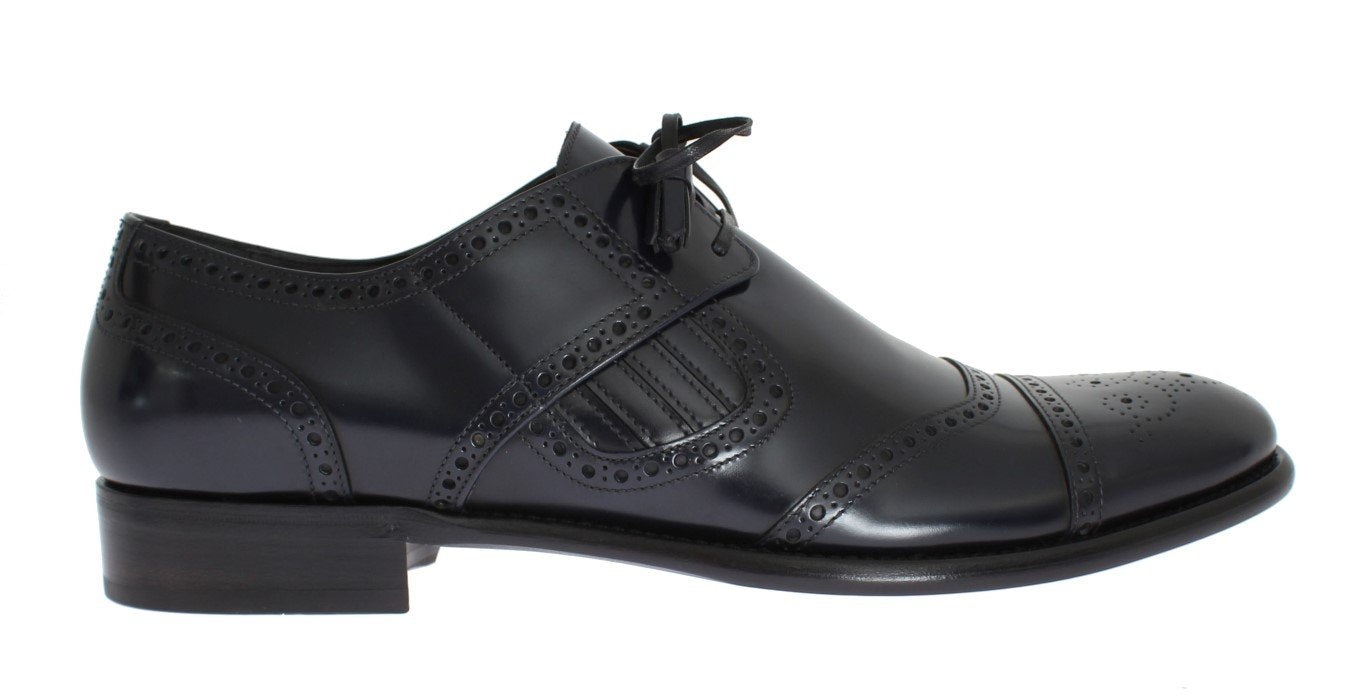 Blue Leather Dress Oxford Wingtip Shoes