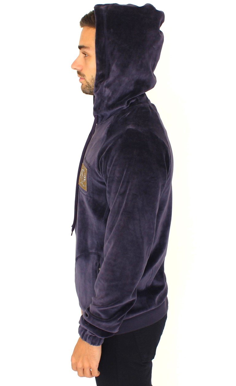 Purple zipper hooded sport sweater