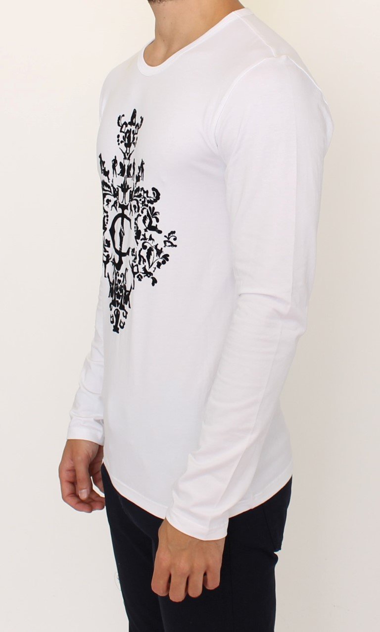 White crewneck stretch sweater
