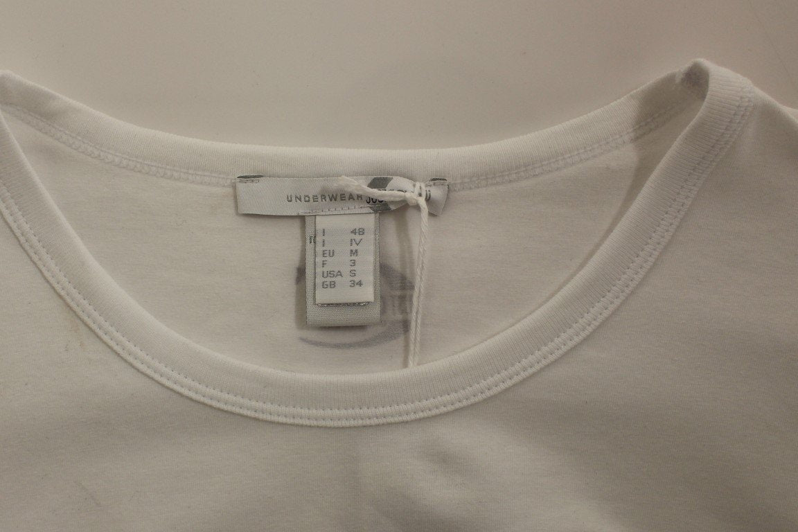 White crewneck stretch sweater