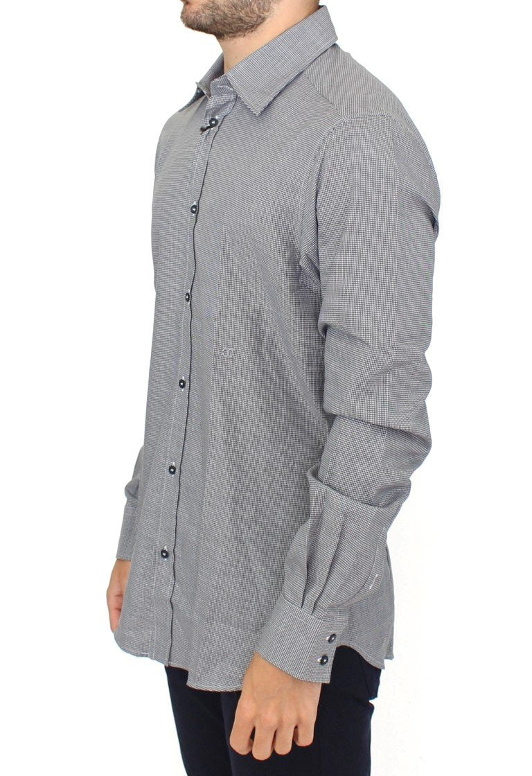 Gray checkered cotton button shirt