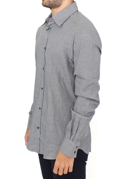 Gray checkered cotton button shirt