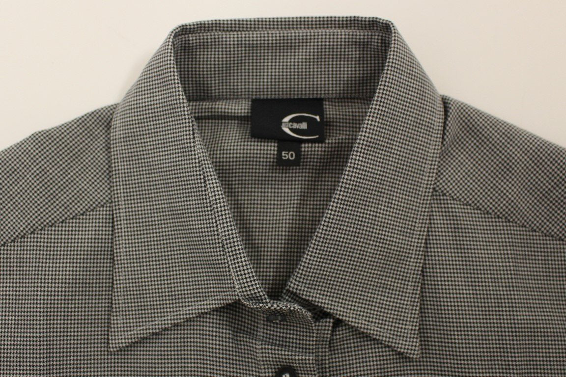 Gray checkered cotton button shirt
