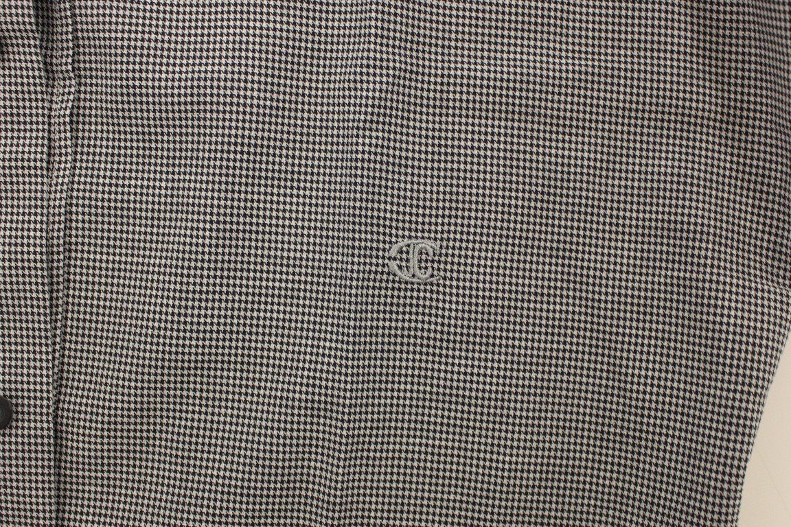 Gray checkered cotton button shirt