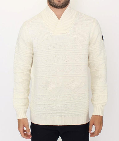 White knitted wool sweater