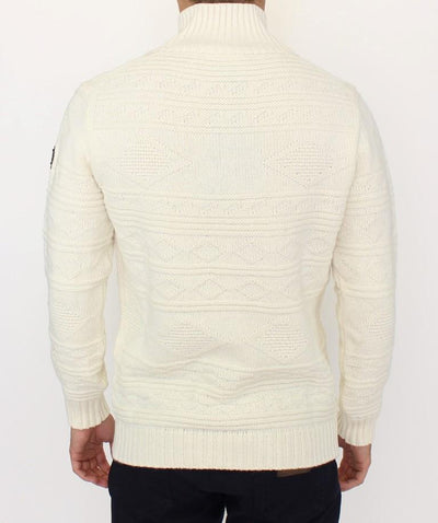 White knitted wool sweater