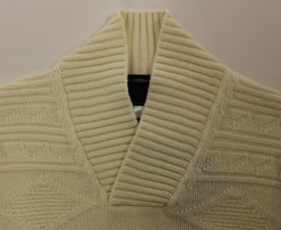 White knitted wool sweater