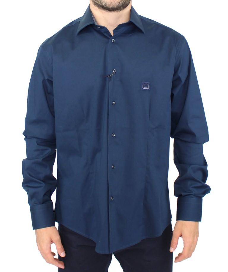 Blue stretch cotton shirt