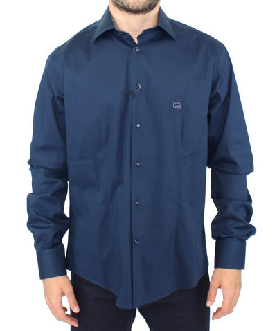 Blue stretch cotton shirt
