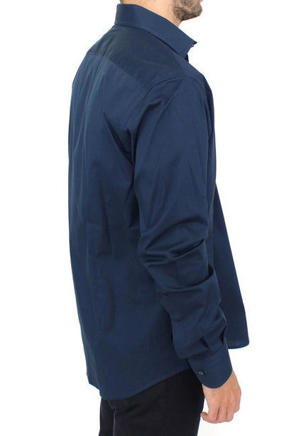 Blue stretch cotton shirt
