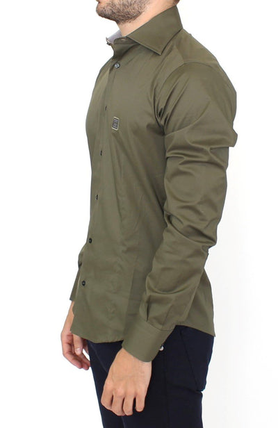 Green stretch cotton shirt