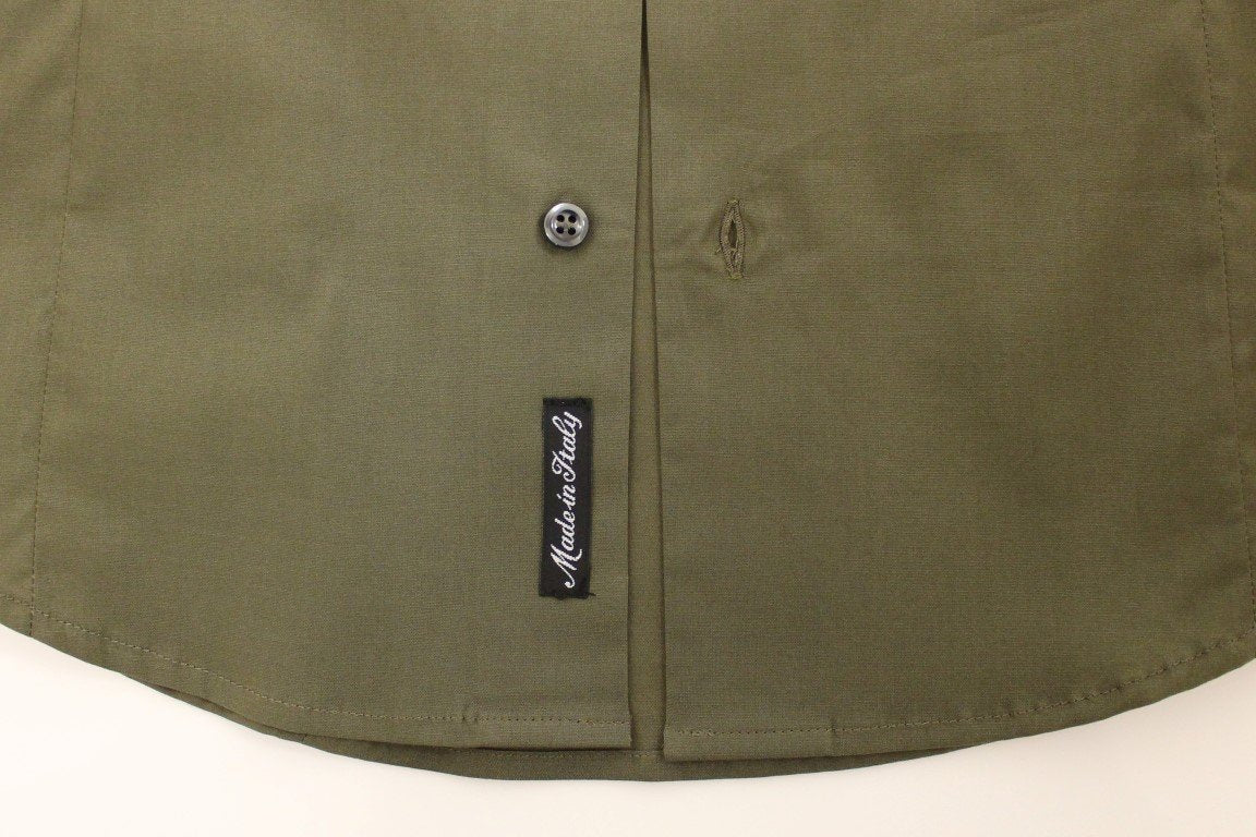 Green stretch cotton shirt