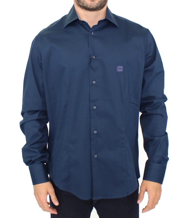 Blue stretch cotton shirt