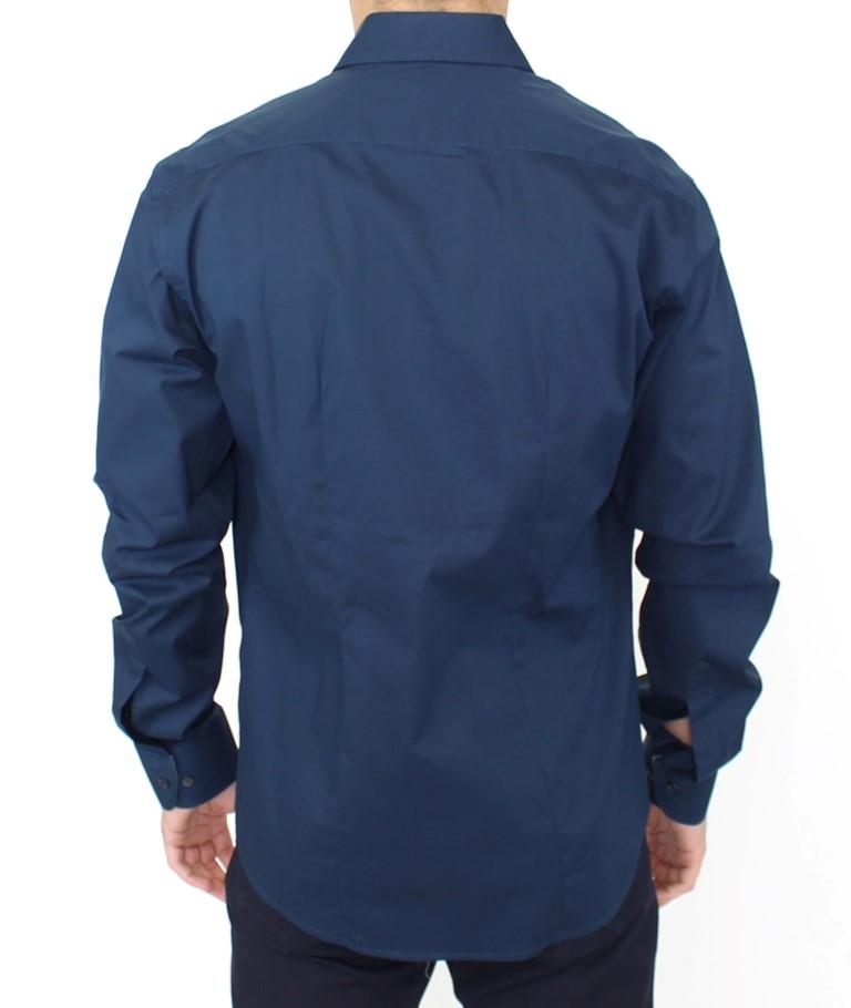 Blue stretch cotton shirt