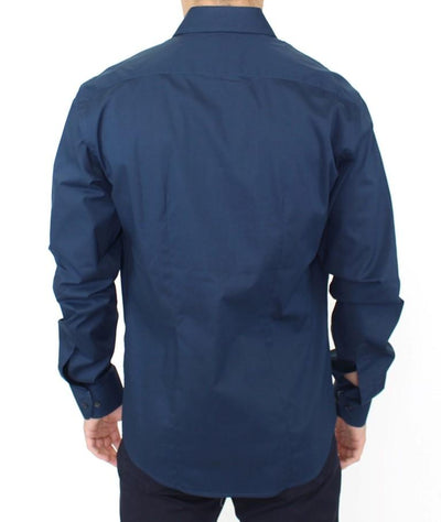 Blue stretch cotton shirt