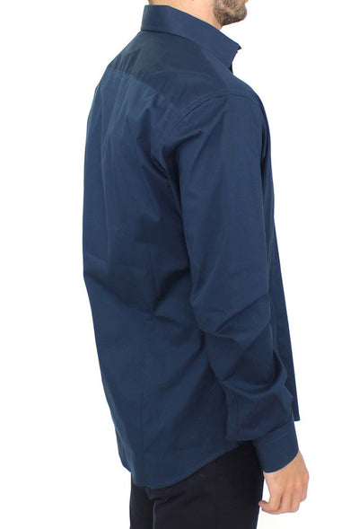 Blue stretch cotton shirt