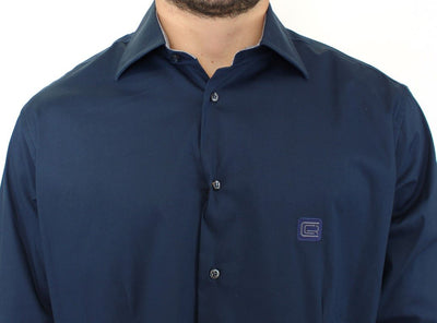 Blue stretch cotton shirt