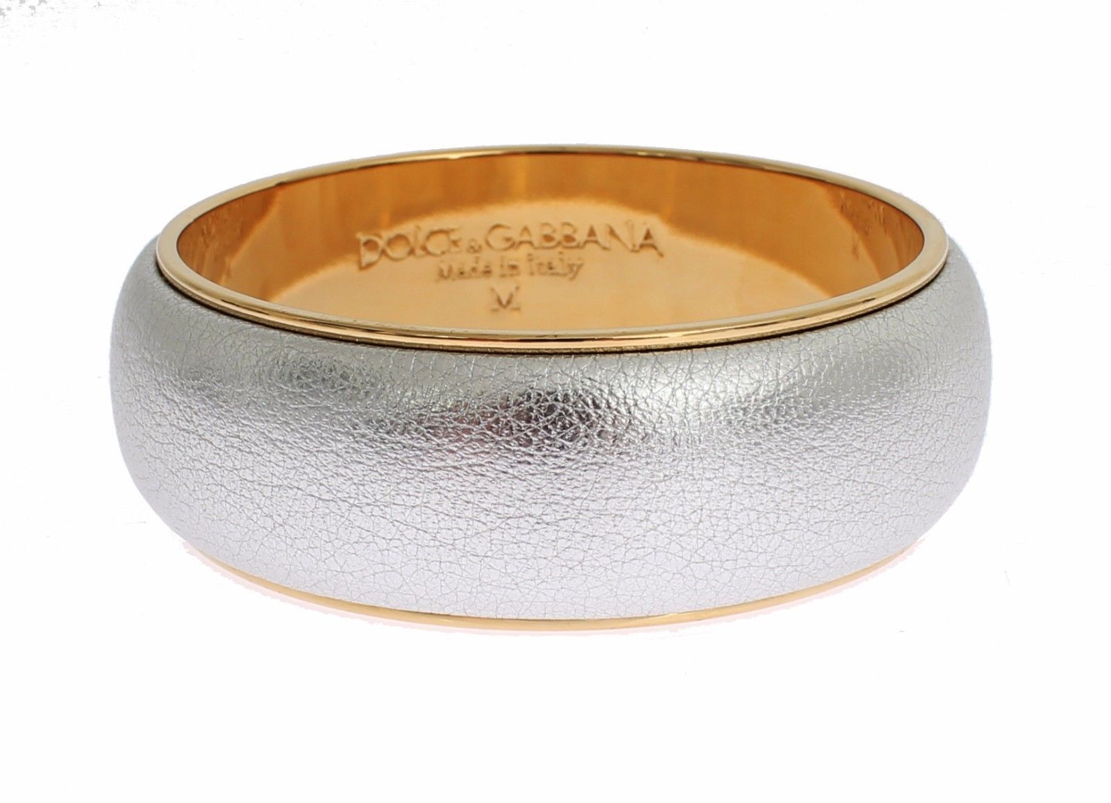 Silver Leather Gold Brass Bracelet