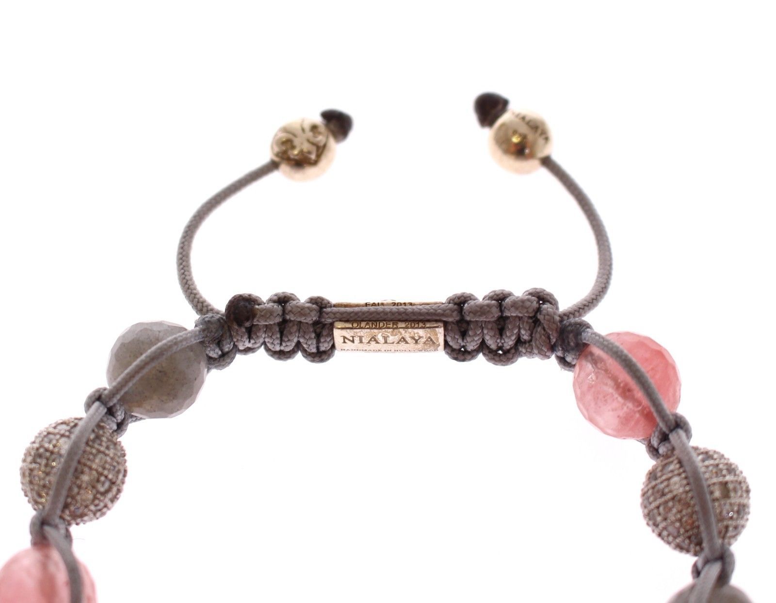 Cherry Quartz Labrodite CZ Cone 925 Silver Bracelet