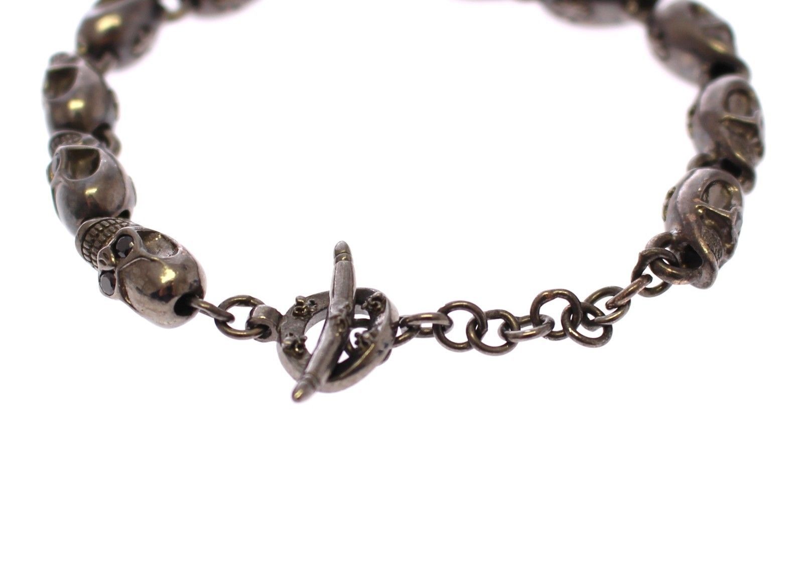 CZ Skull Black Rhodium 925 Silver Bracelet
