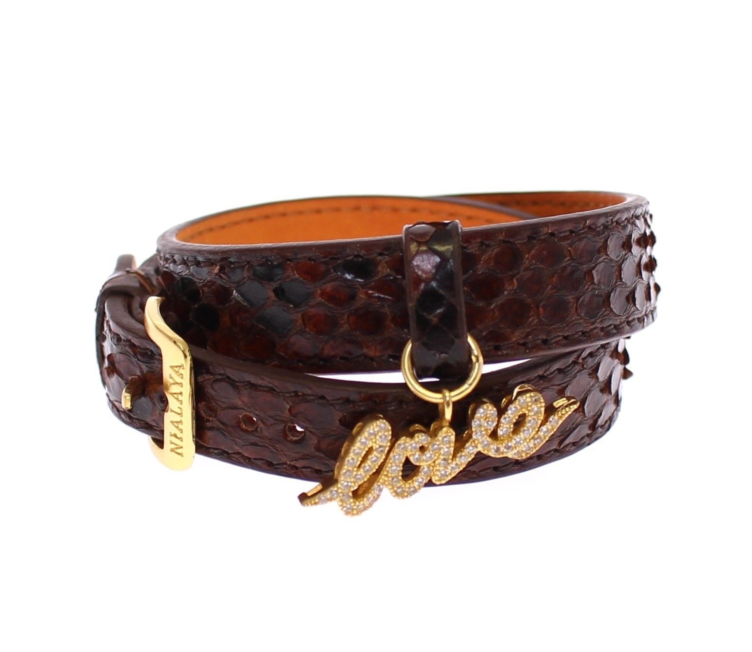 Snakeskin CZ LOVE 18K Gold 925 Silver Bracelet