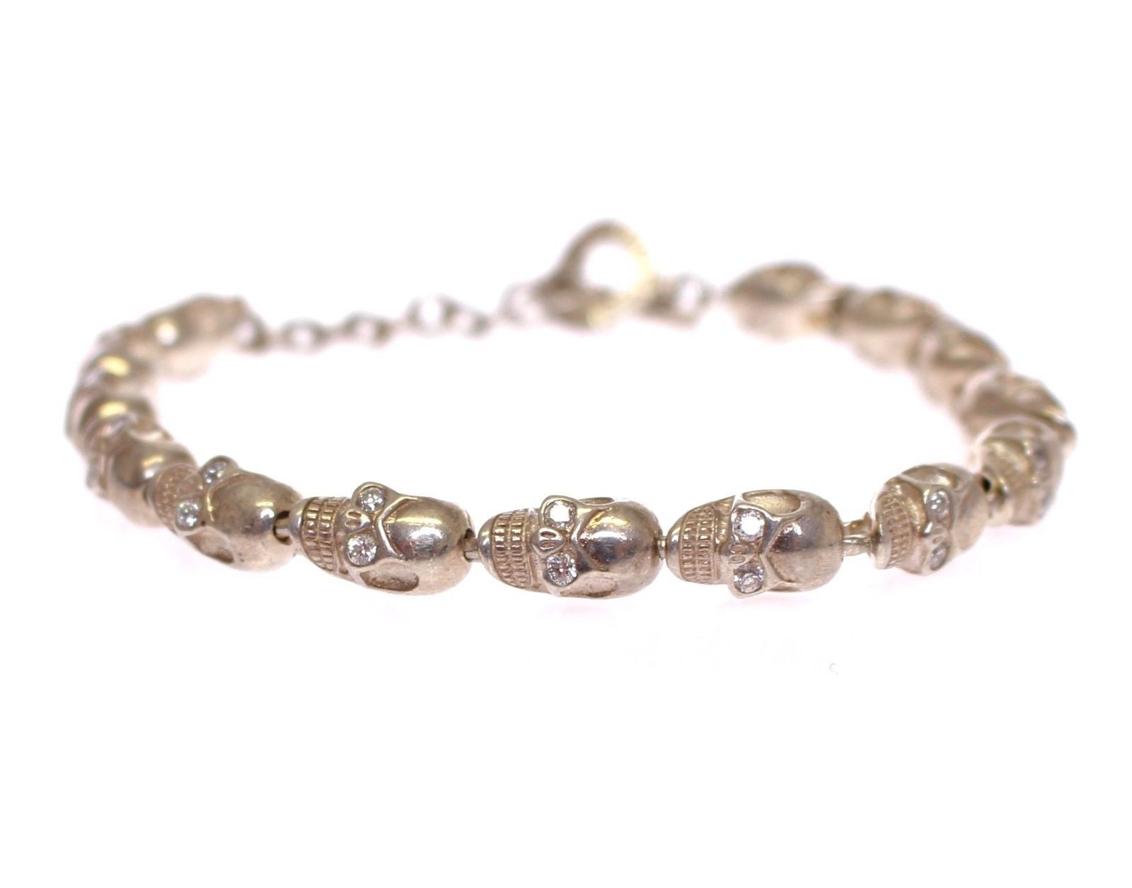 CZ Skull 925 Sterling Silver Chain Bracelet