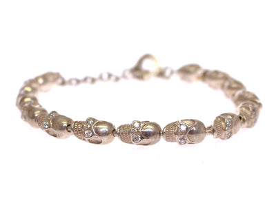 CZ Skull 925 Sterling Silver Chain Bracelet