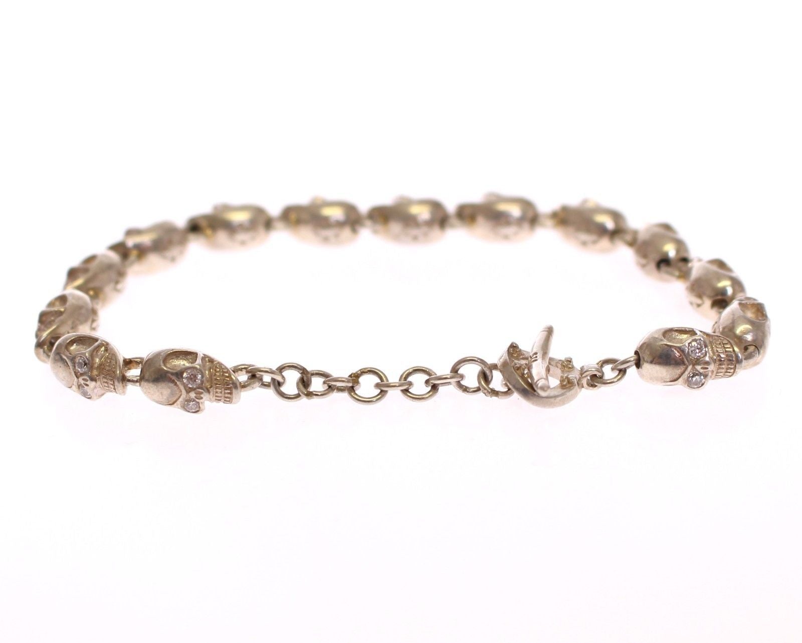 CZ Skull 925 Sterling Silver Chain Bracelet