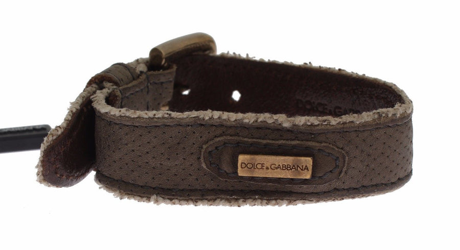 Brown Leather Buckle Strap Bracelet