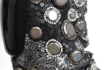 Men's Black Wool Crystal Runway Catwalk Crochet Hood
