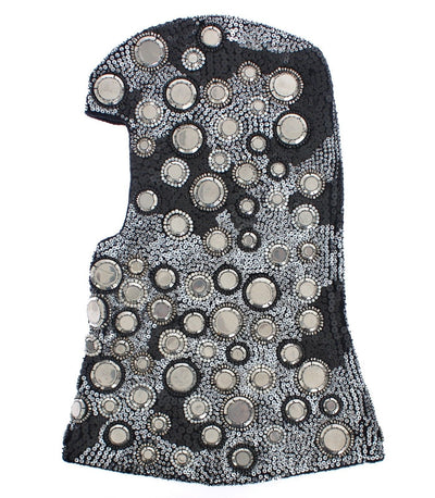 Men's Black Wool Crystal Runway Catwalk Crochet Hood
