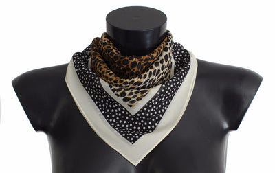 Brown Leopard Polka Dotted Silk Scarf