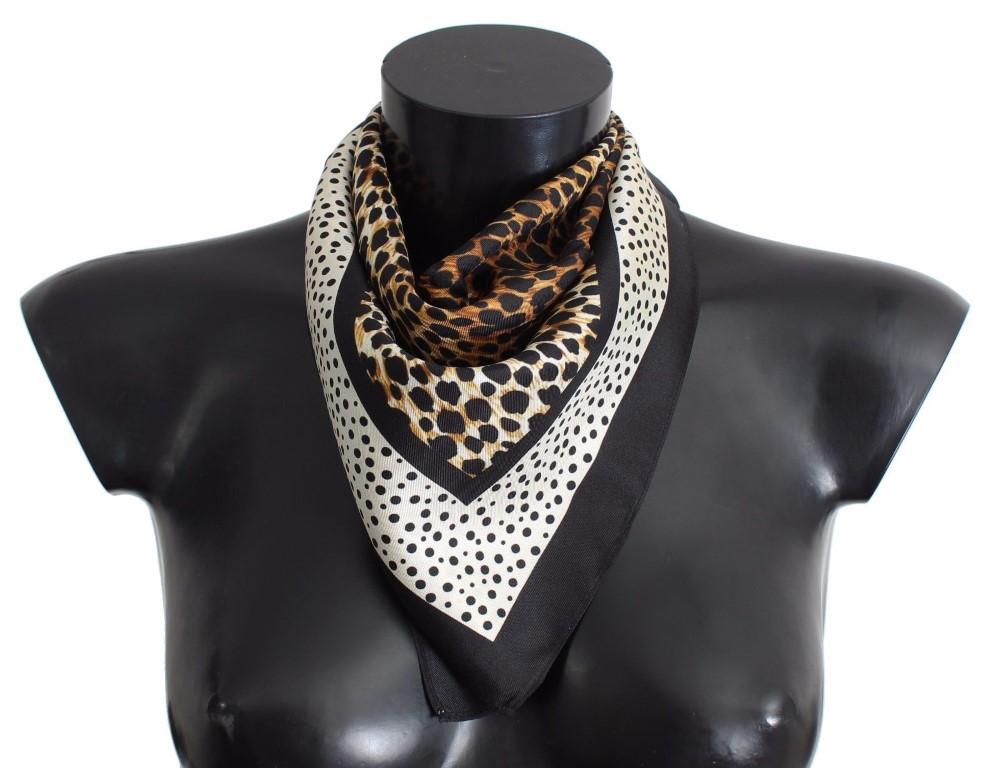 Brown Leopard Polka Dotted Silk Scarf