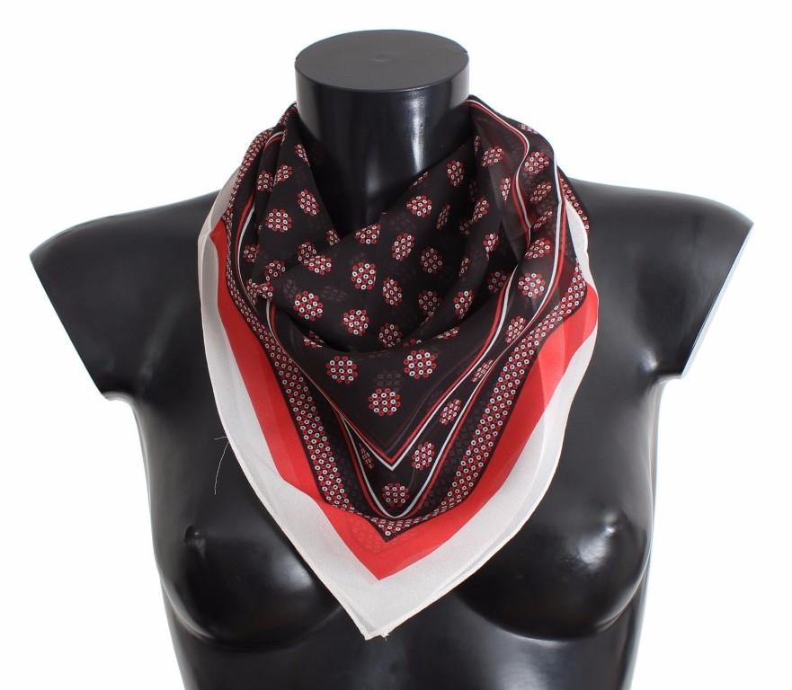 Red Black Baroque Print Silk Scarf