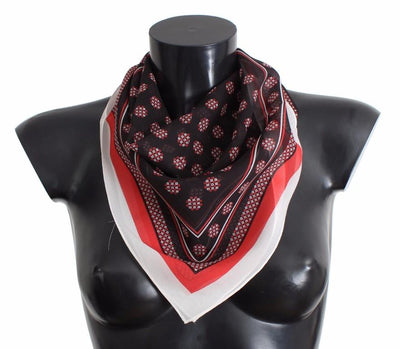 Red Black Baroque Print Silk Scarf