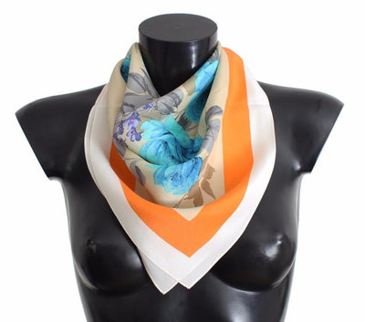 Multicolor Floral Print Silk Scarf