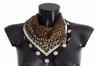 Brown Leopard Polka Dotted Silk Scarf