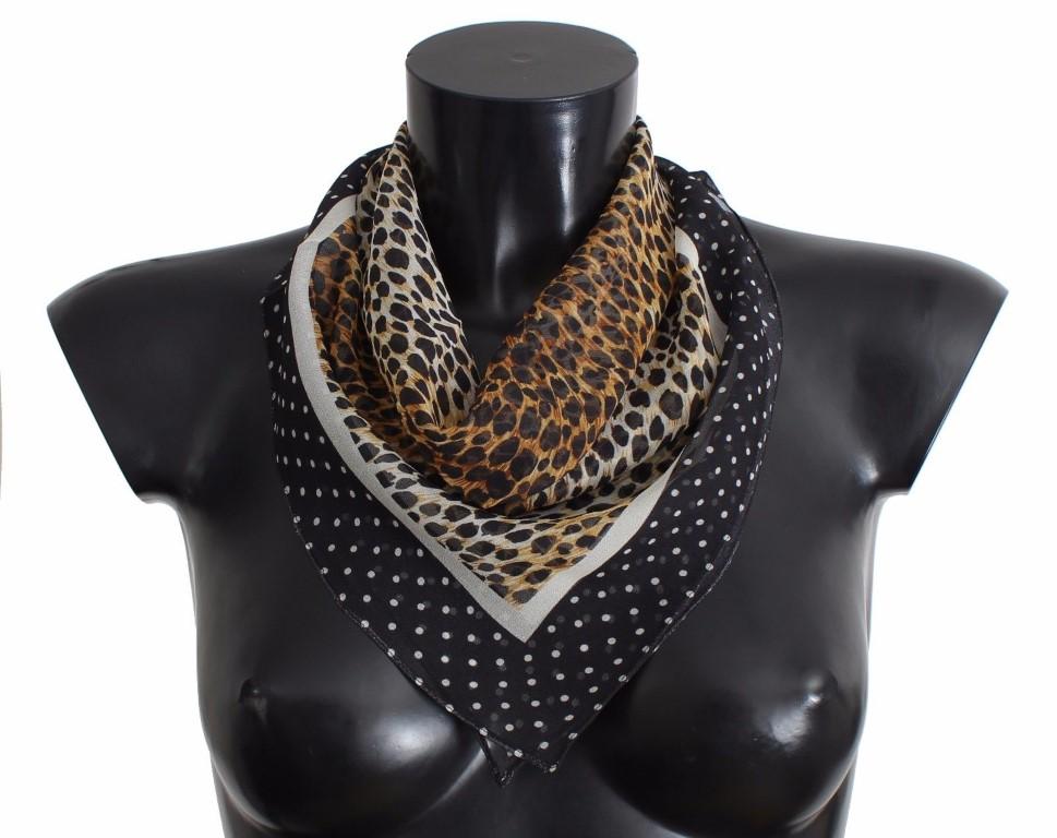 Brown Leopard Polka Dotted Silk Scarf