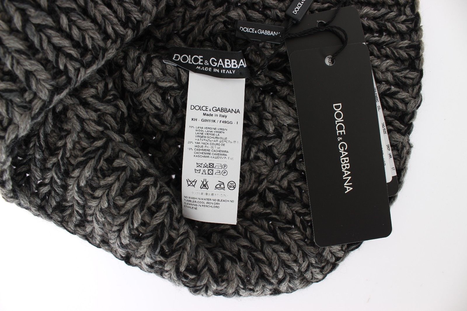 Men's Gray Wool Cashmere Crochet Hood