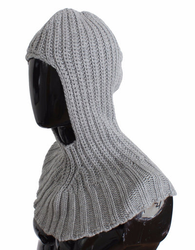 Men's Gray Cashmere Knitted Crochet Hood