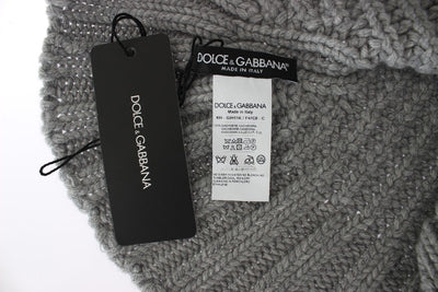 Men's Gray Cashmere Knitted Crochet Hood
